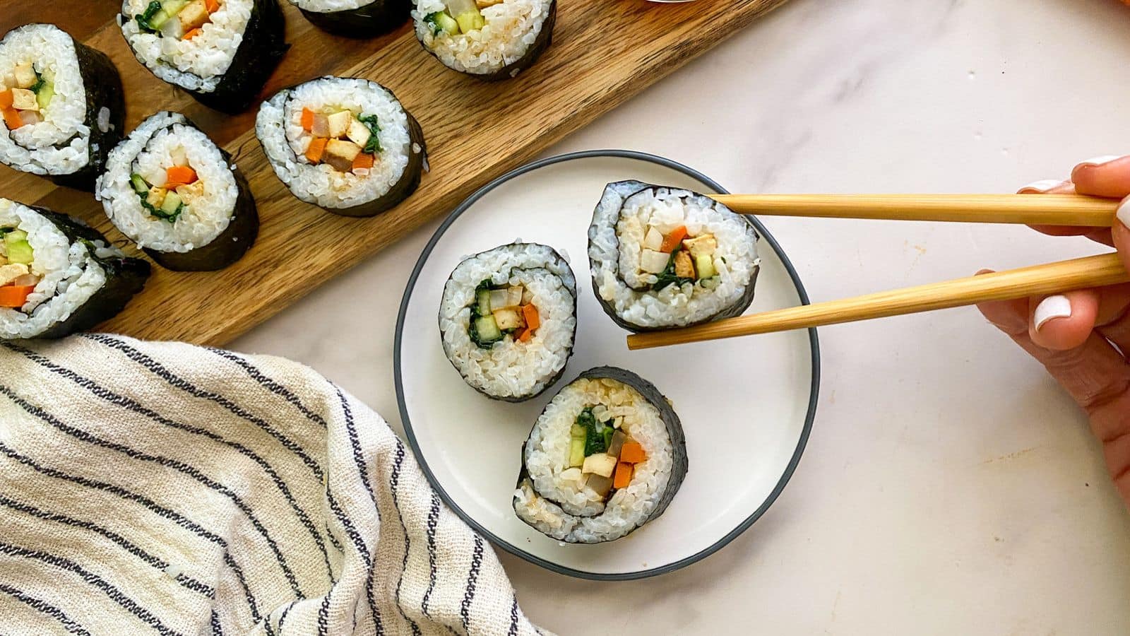 Tutorial membuat kimbap vegan ala Korea