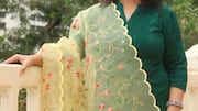 Keanggunan dupatta organza bordir untuk musim semi tradisional
