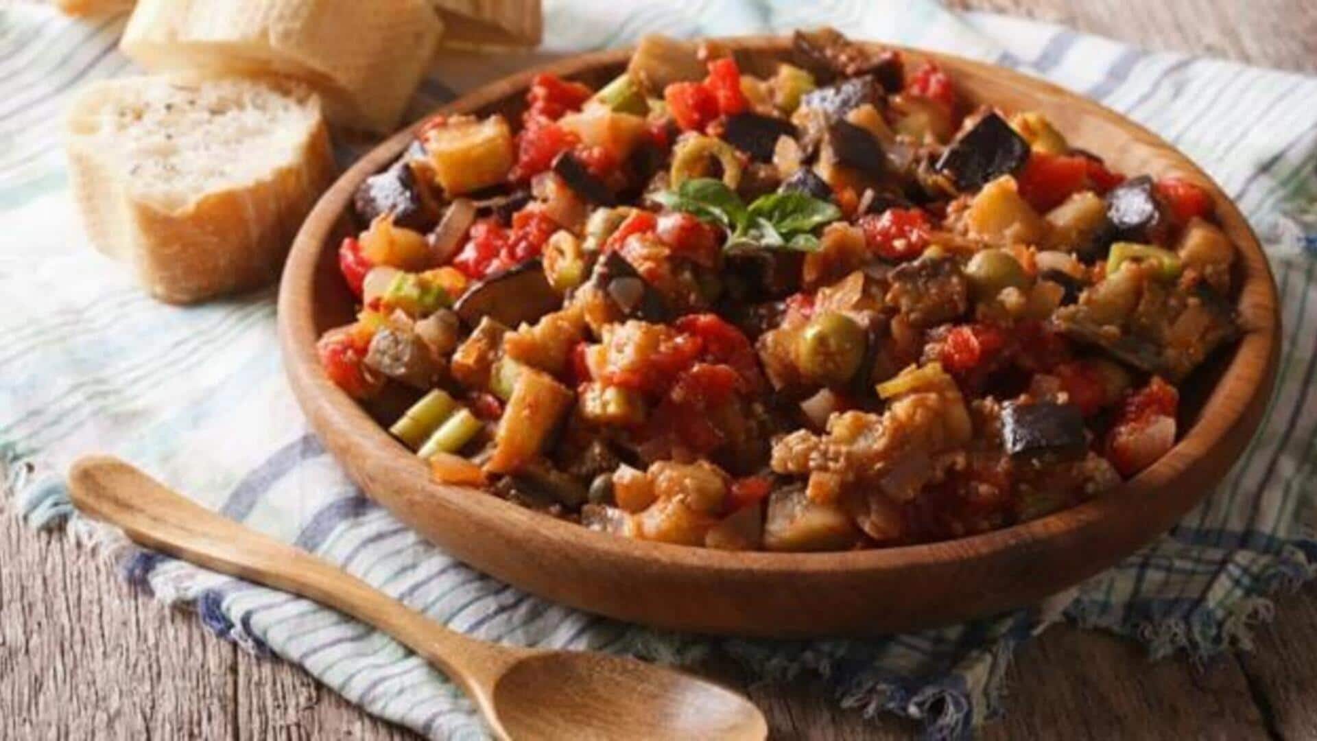 Masak caponata siciliana vegan yang lezat dengan resep ini