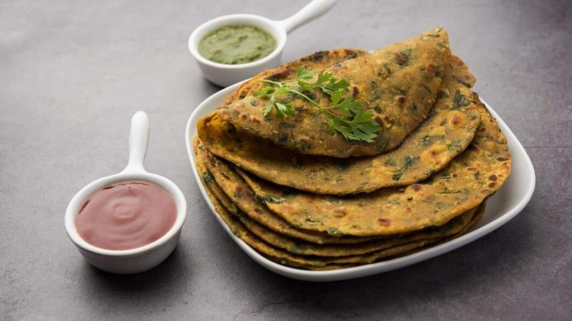 Panduan memasak Methi Paneer Parantha ala India