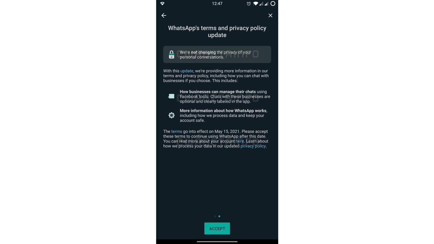 Anda harus menerima persyaratan yang direvisi untuk terus menggunakan WhatsApp Anda harus menerima persyaratan yang direvisi untuk terus menggunakan WhatsApp
