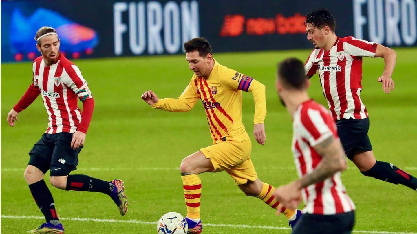 Messi menyumbang dua gol saat Barcelona naik peringkat ketiga di La Liga