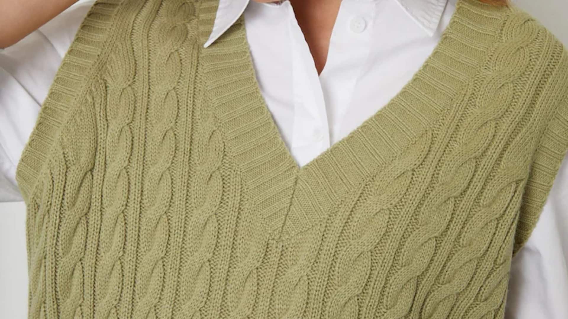 Gaya vest rajut kabel untuk musim dingin India