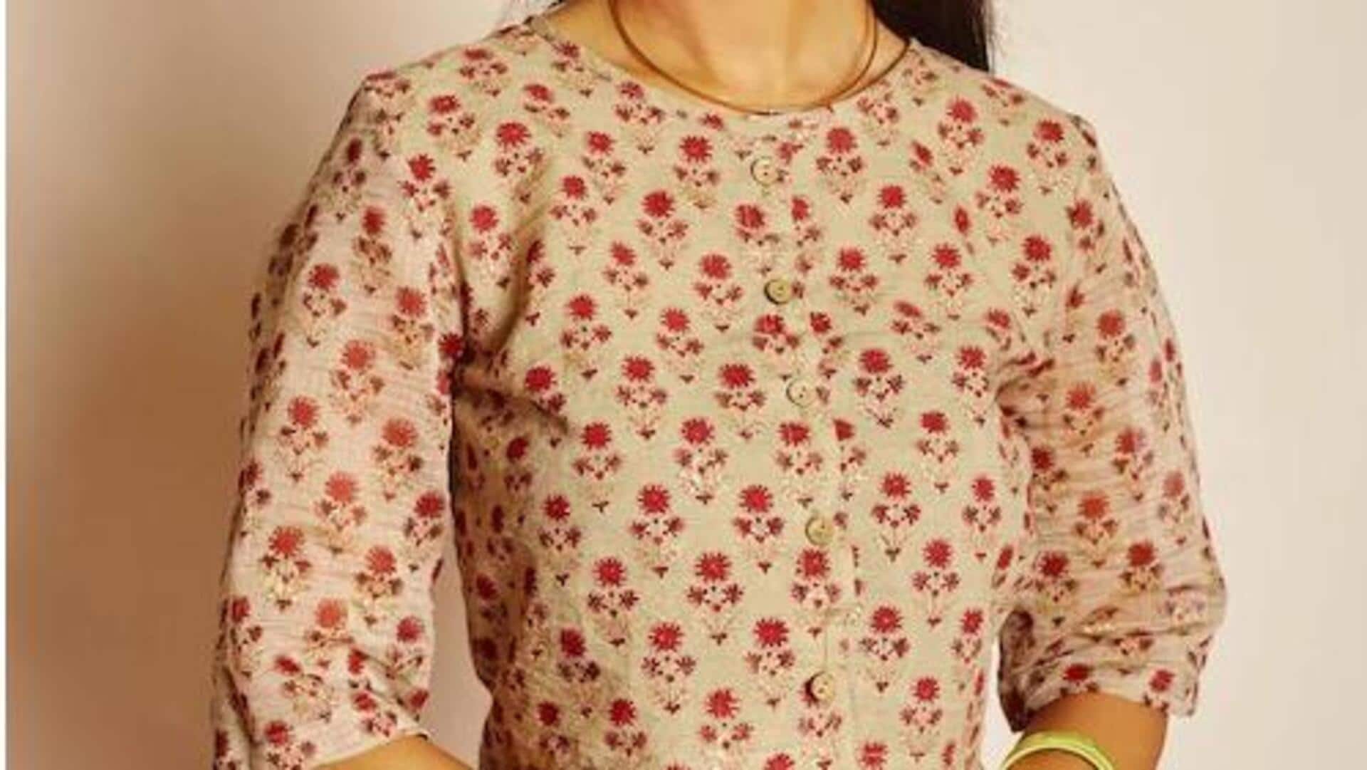 Desain blus cetak blok untuk musim hujan etnik