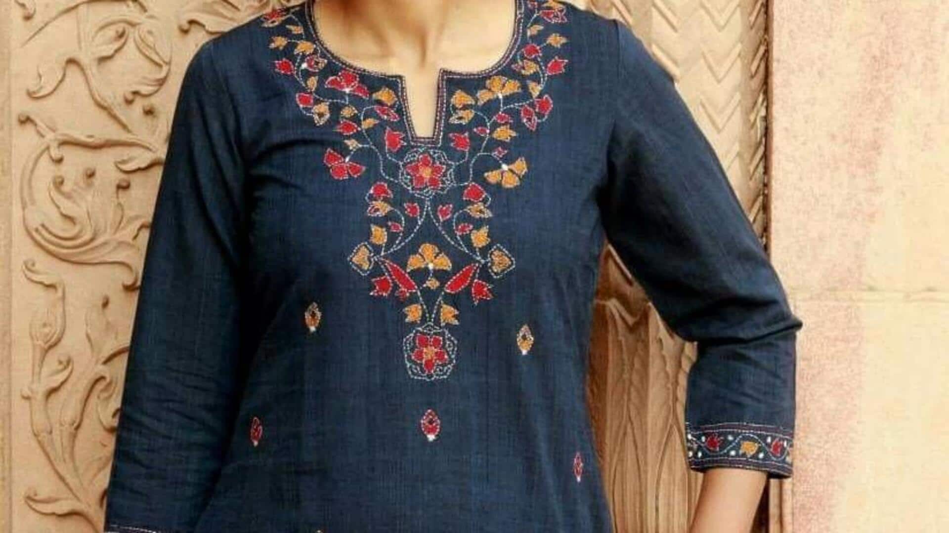 Gaya baru dengan potongan mode bordir Kantha yang unik