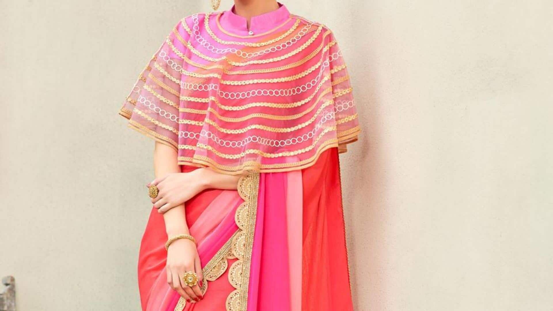 Modernisasi sari klasik dengan blus gaya cape