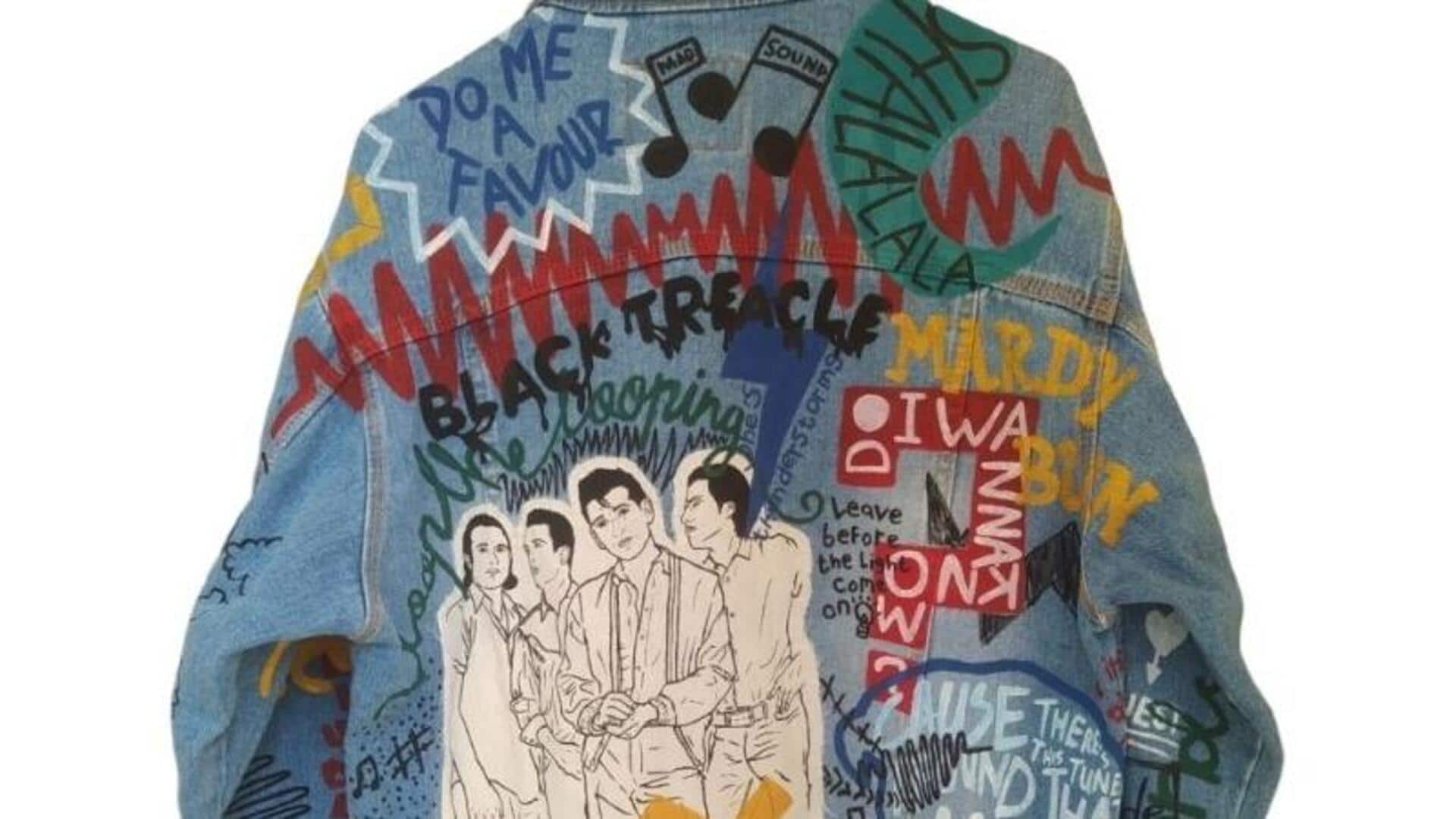 Jaket denim lukis untuk musim dingin India