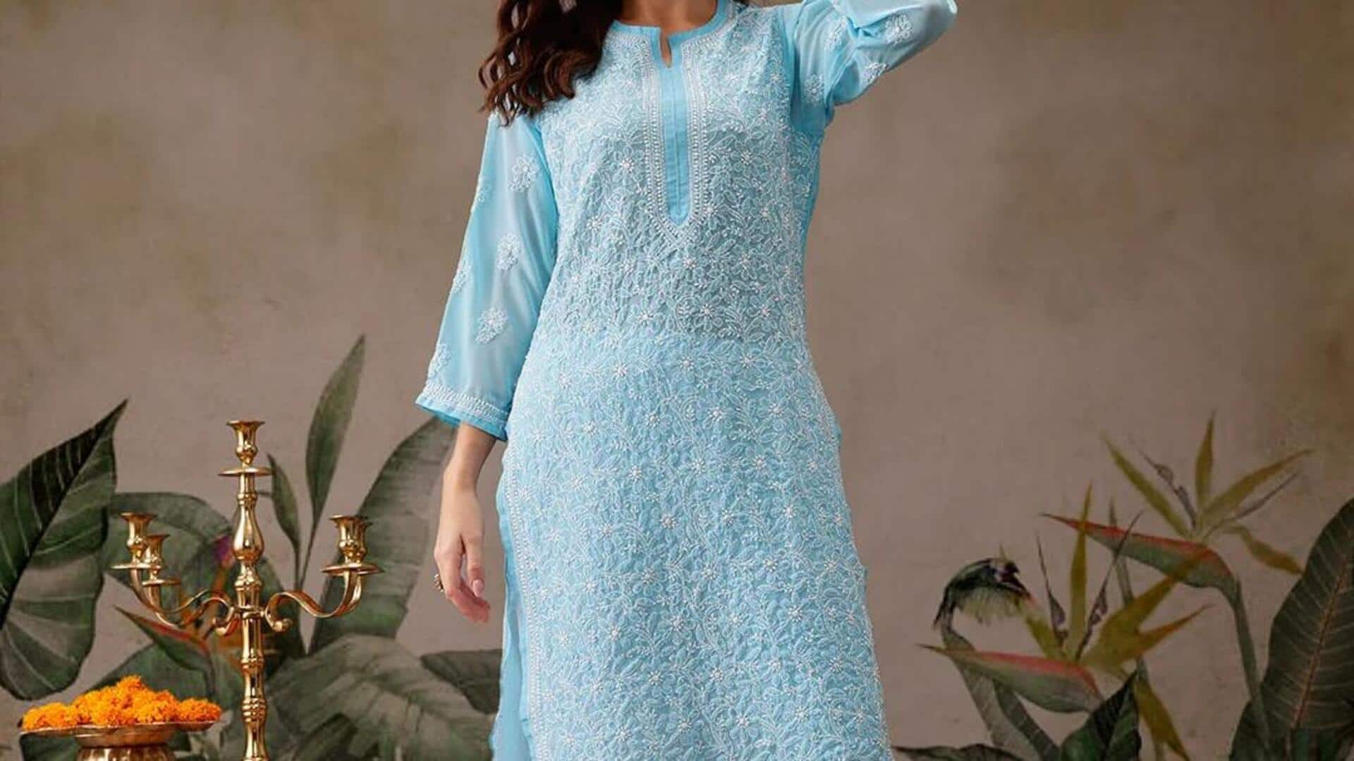 Kurta Chikankari tradisional untuk gaya perayaan India