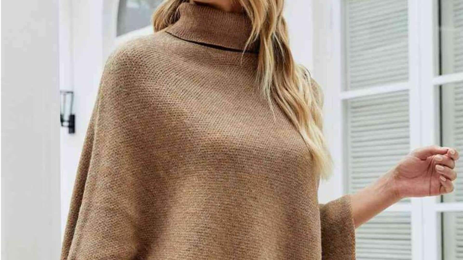 Lima gaya baru untuk ponco turtleneck