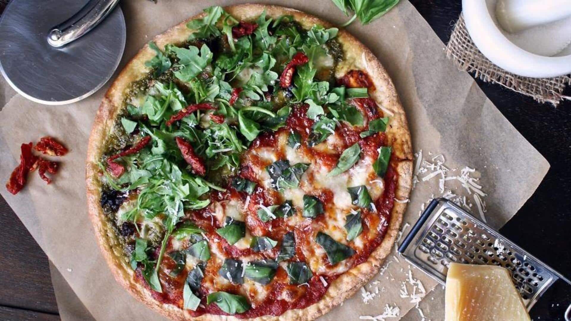 Hidangan berwarna dengan basil dan paprika