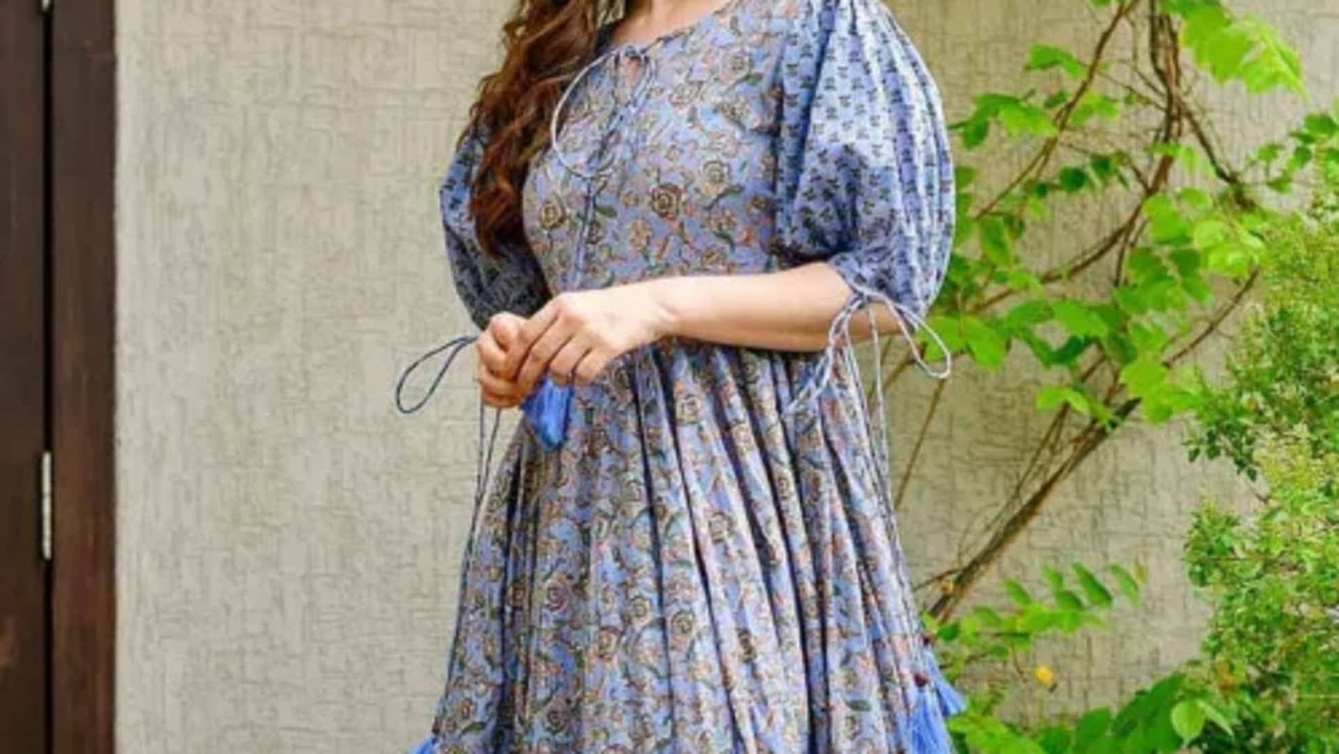 Gaun maxi katun untuk musim panas India yang sejuk