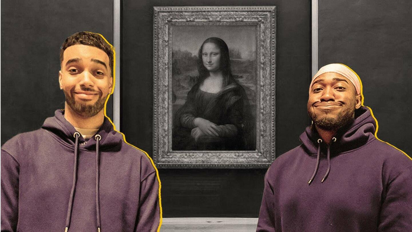 YouTuber memasang potretnya sendiri tepat di sebelah Mona Lisa