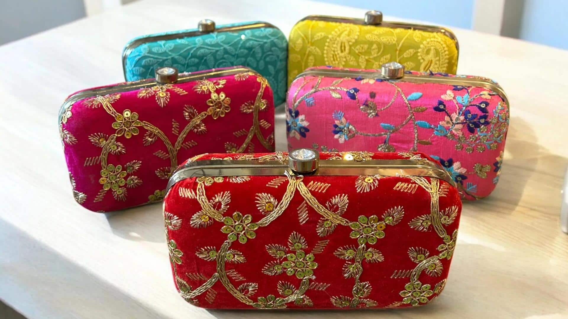 Clutch bordir tangan untuk perayaan India