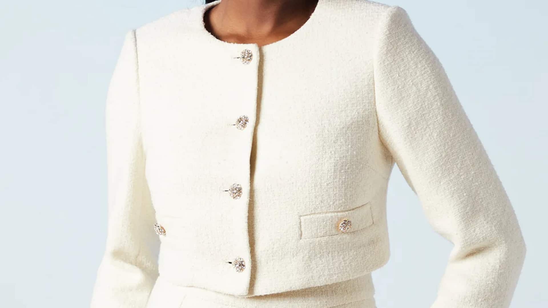 Gaya jaket cropped boucle untuk musim dingin India