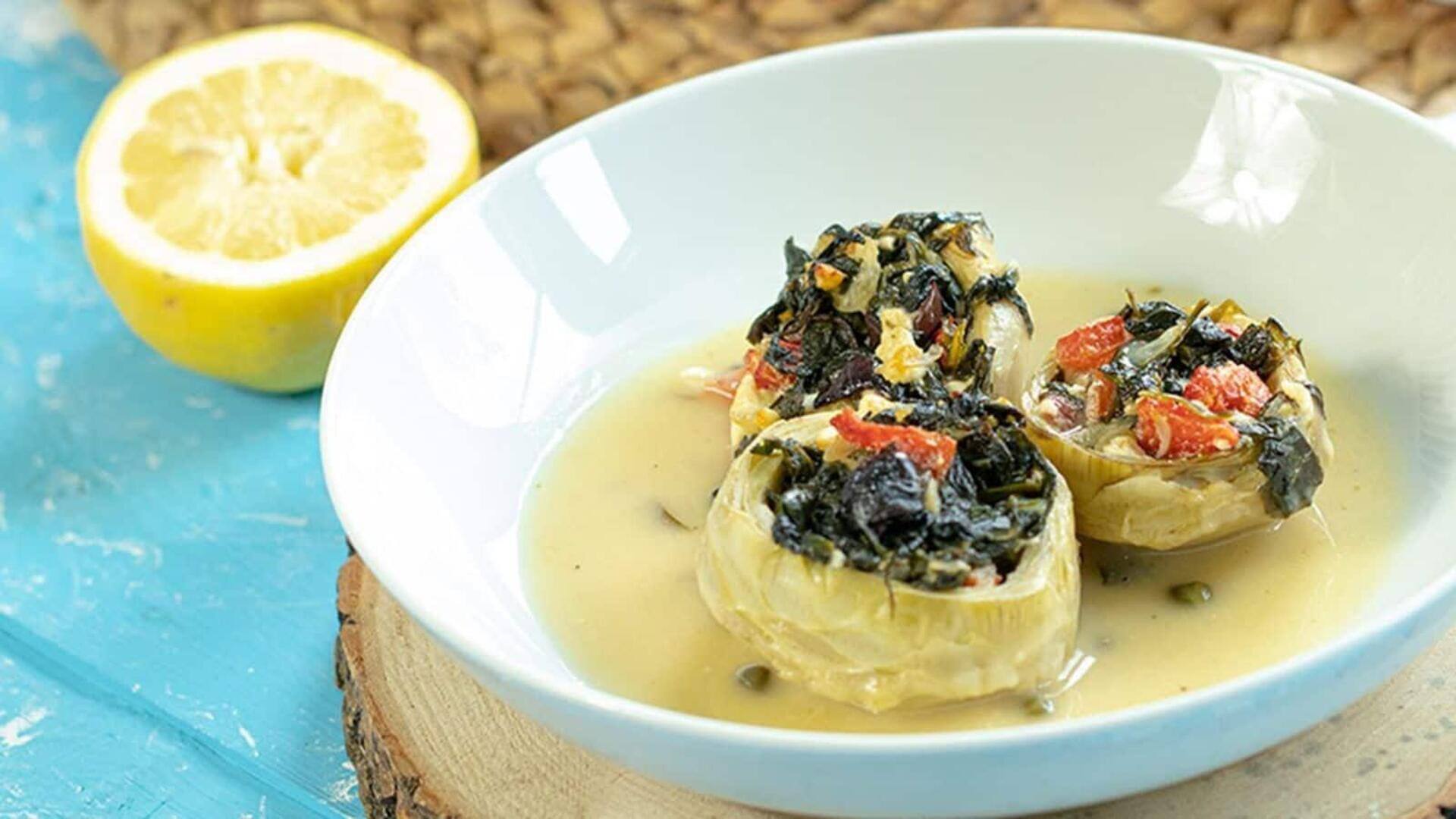 Siapkan artichoke isi vegan yang menggugah selera ini