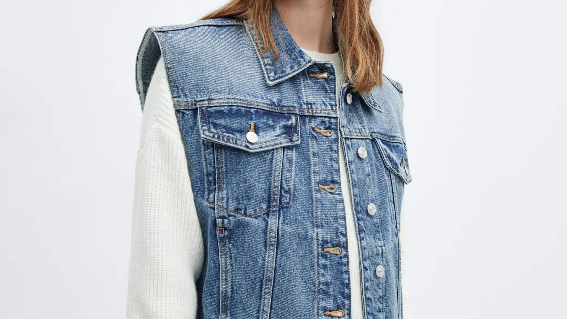 Gaya denim gilet untuk malam musim semi India