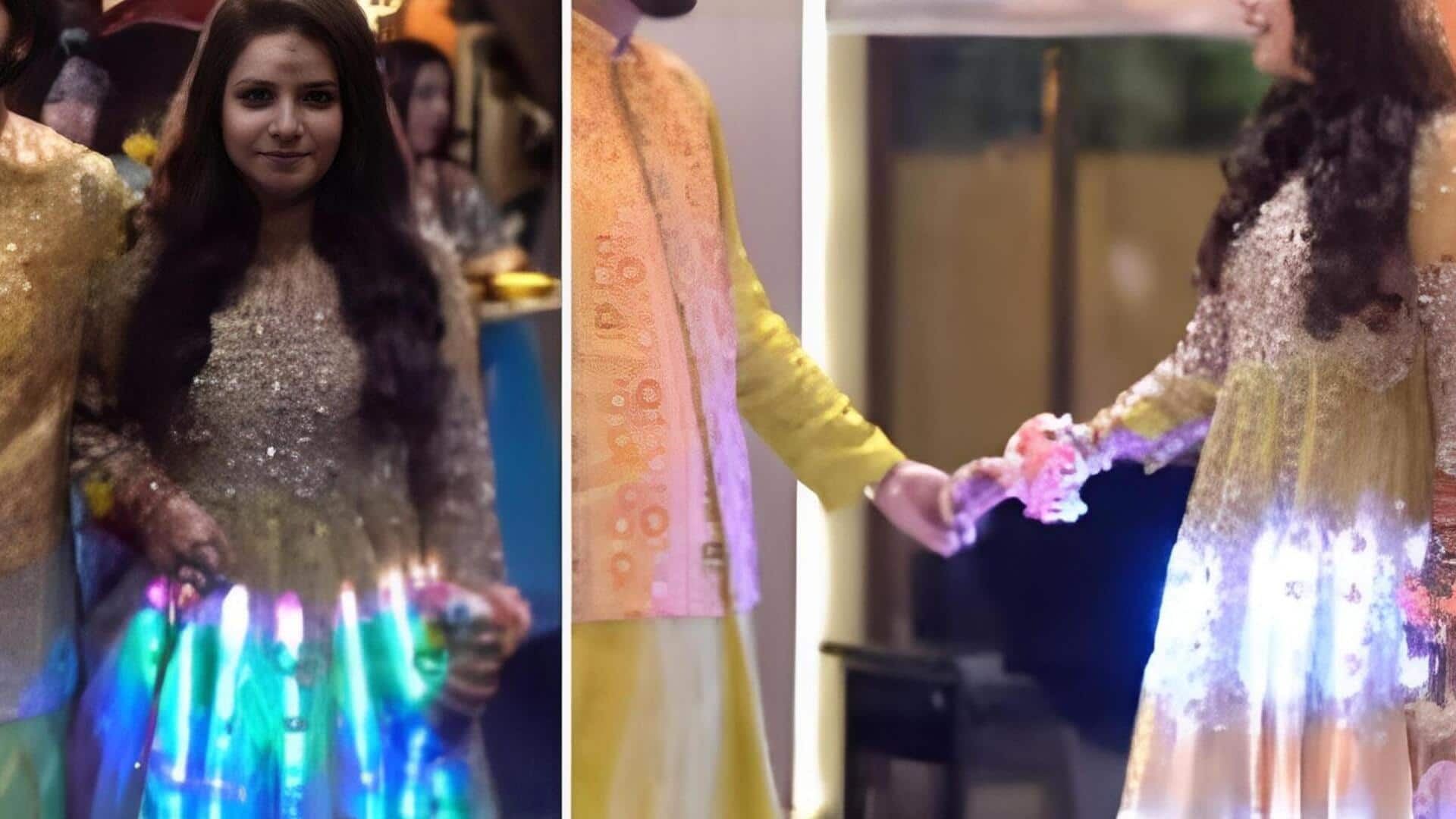 Pengantin pria membuat lehenga LED untuk pengantin wanitanya
