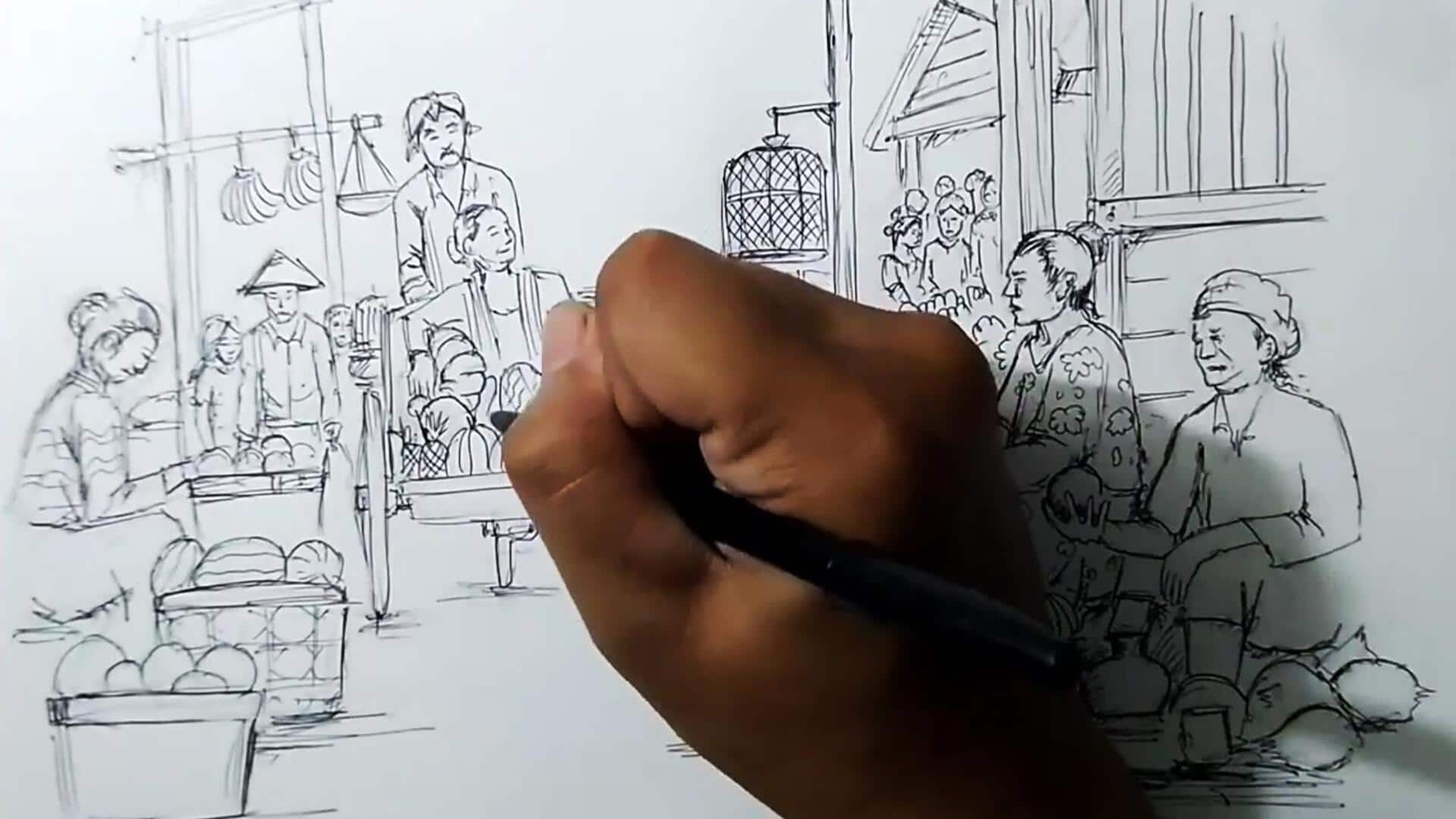 Lima Sketsa yang Terinspirasi dari Suasana Pasar Tradisional Indonesia