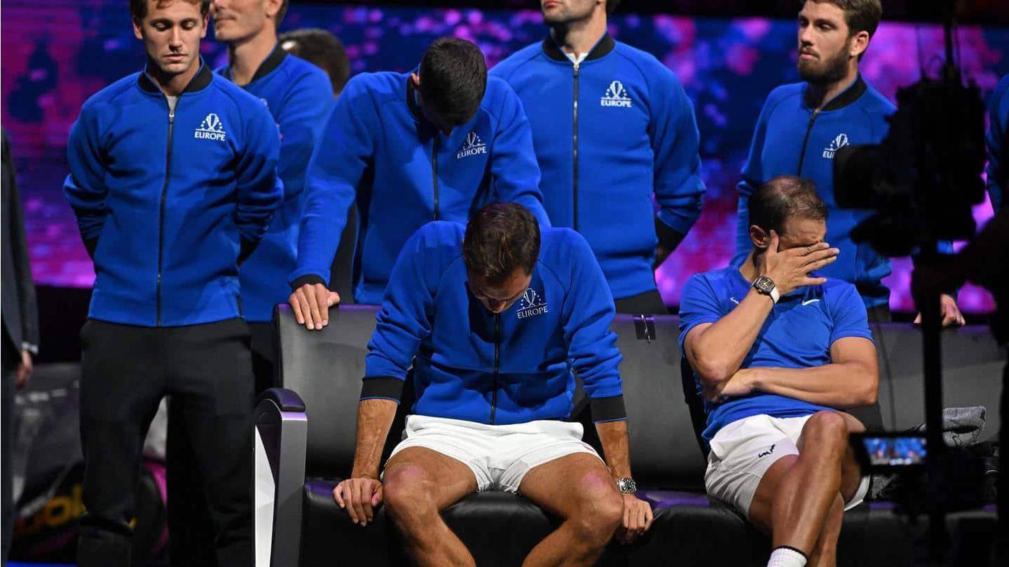 Rafael Nadal menangis saat perpisahan dengan Roger Federer