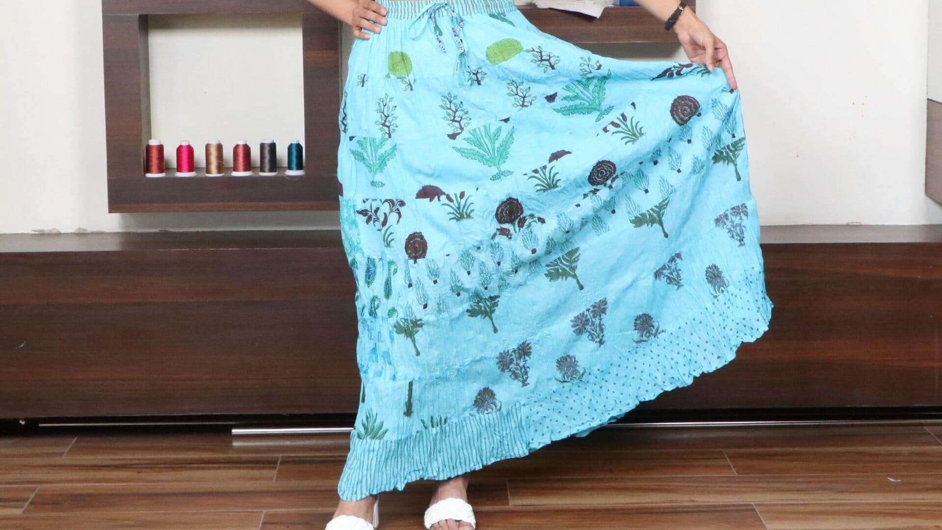 Rok cetak blok India untuk gaya santai