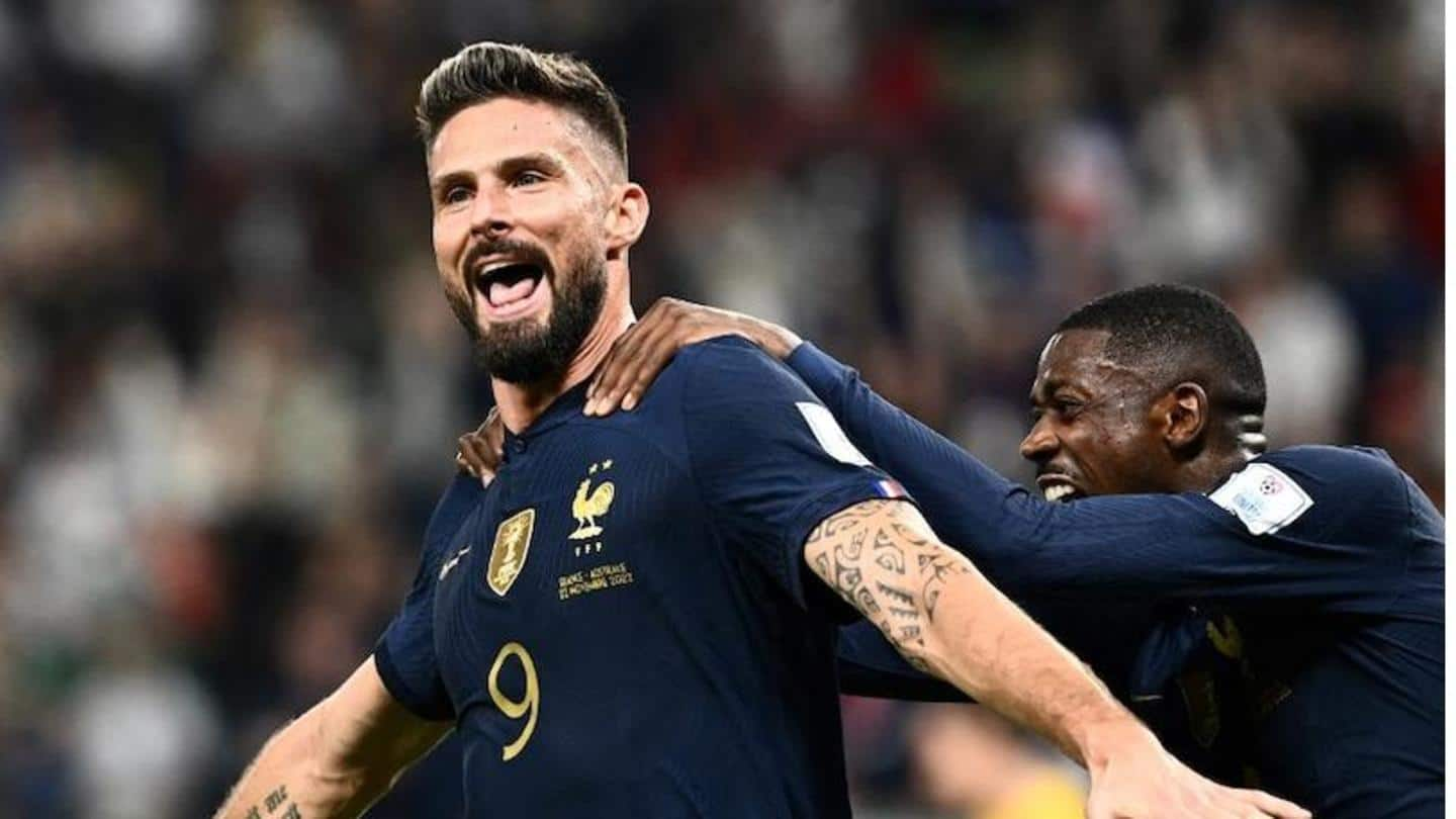 Piala Dunia FIFA, Giroud bantu Prancis kalahkan Australia: Statistik utama