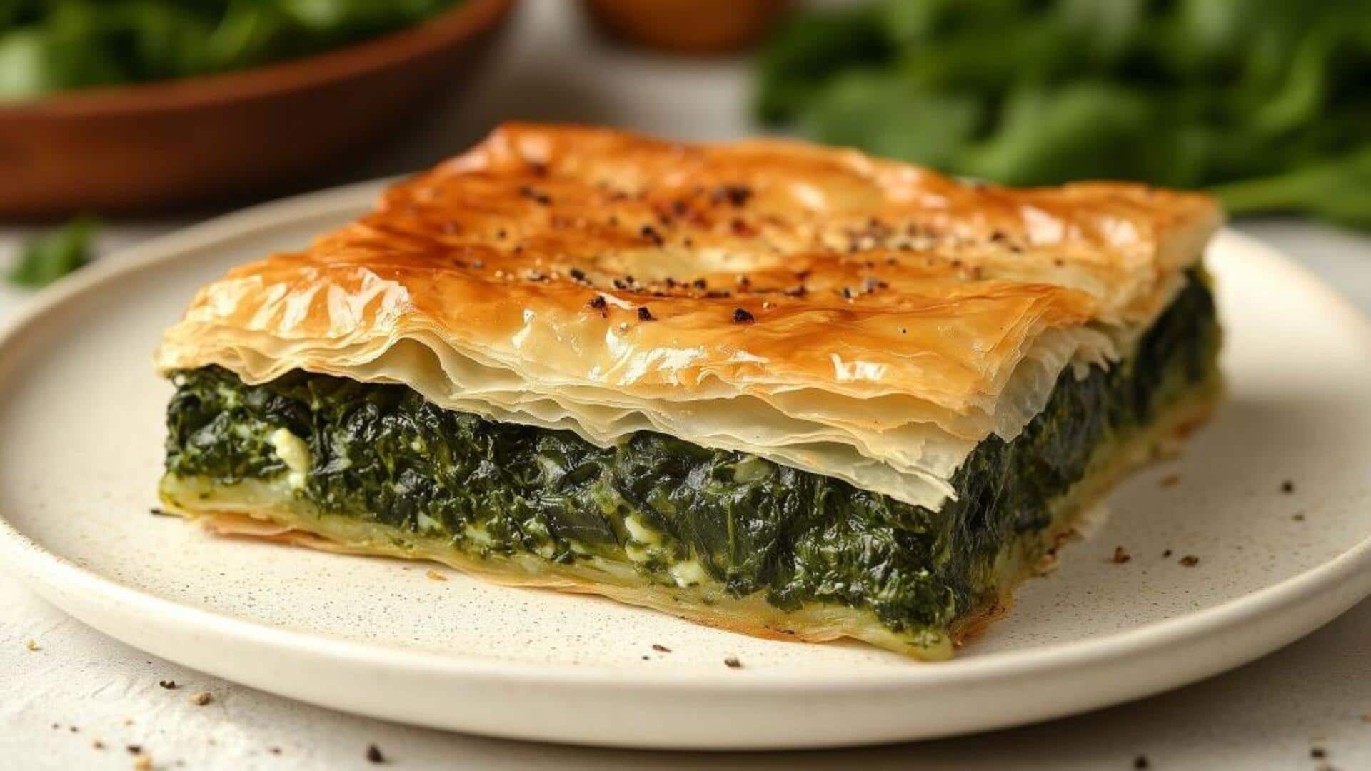 Spanakopita Yunani dengan ubi jalar: Panduan memasak