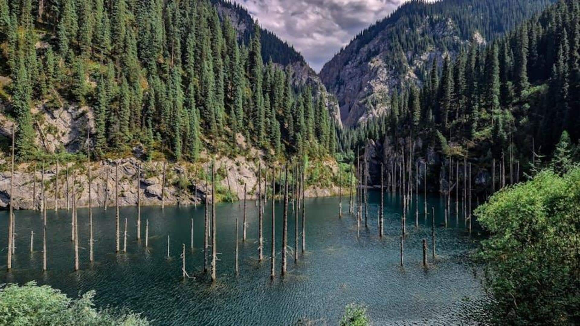 Menjelajahi Hutan Tenggelam di Danau Kaindy, Kazakhstan