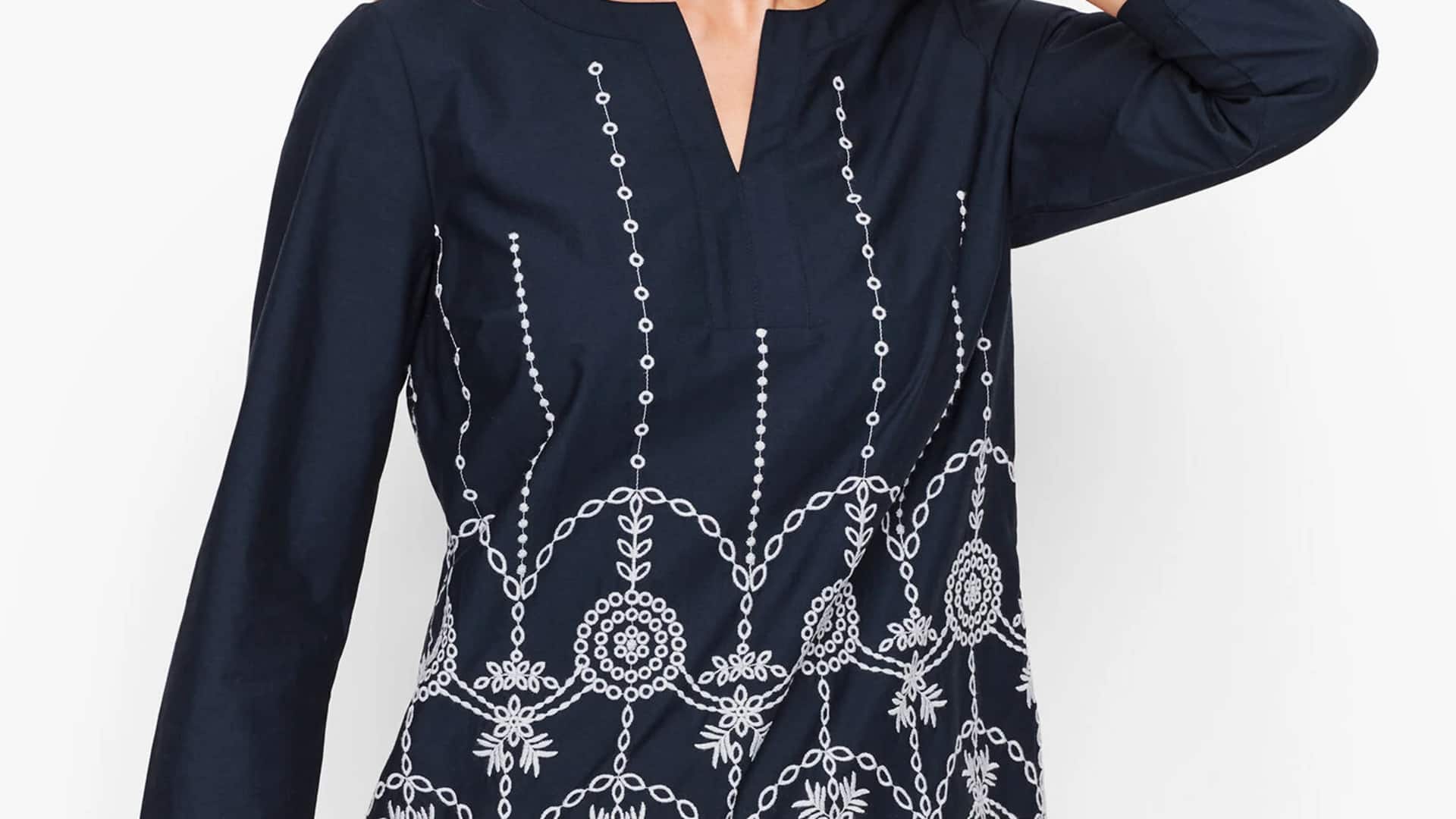 Lima tunik hem eyelet untuk gaya kasual musim dingin India