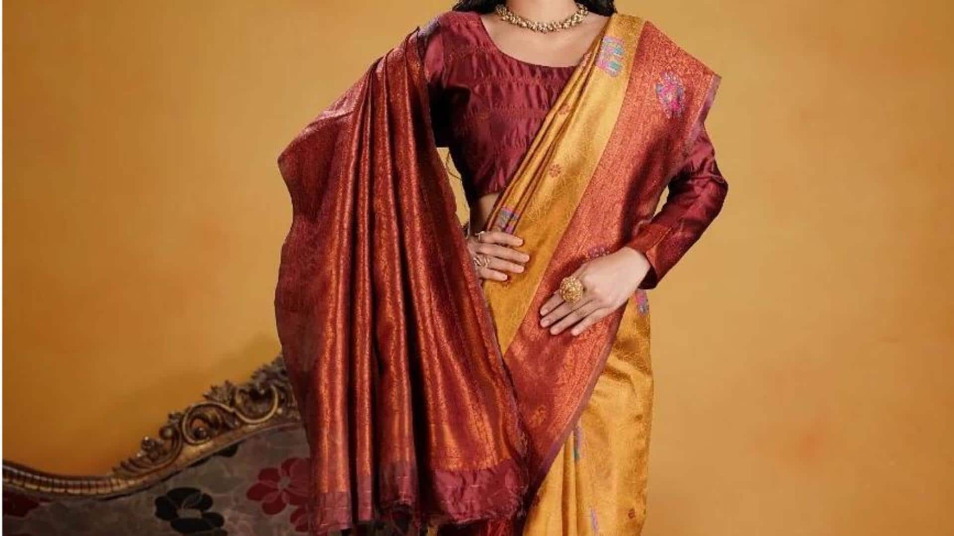 Cara modern memadukan blus Kanjeevaram