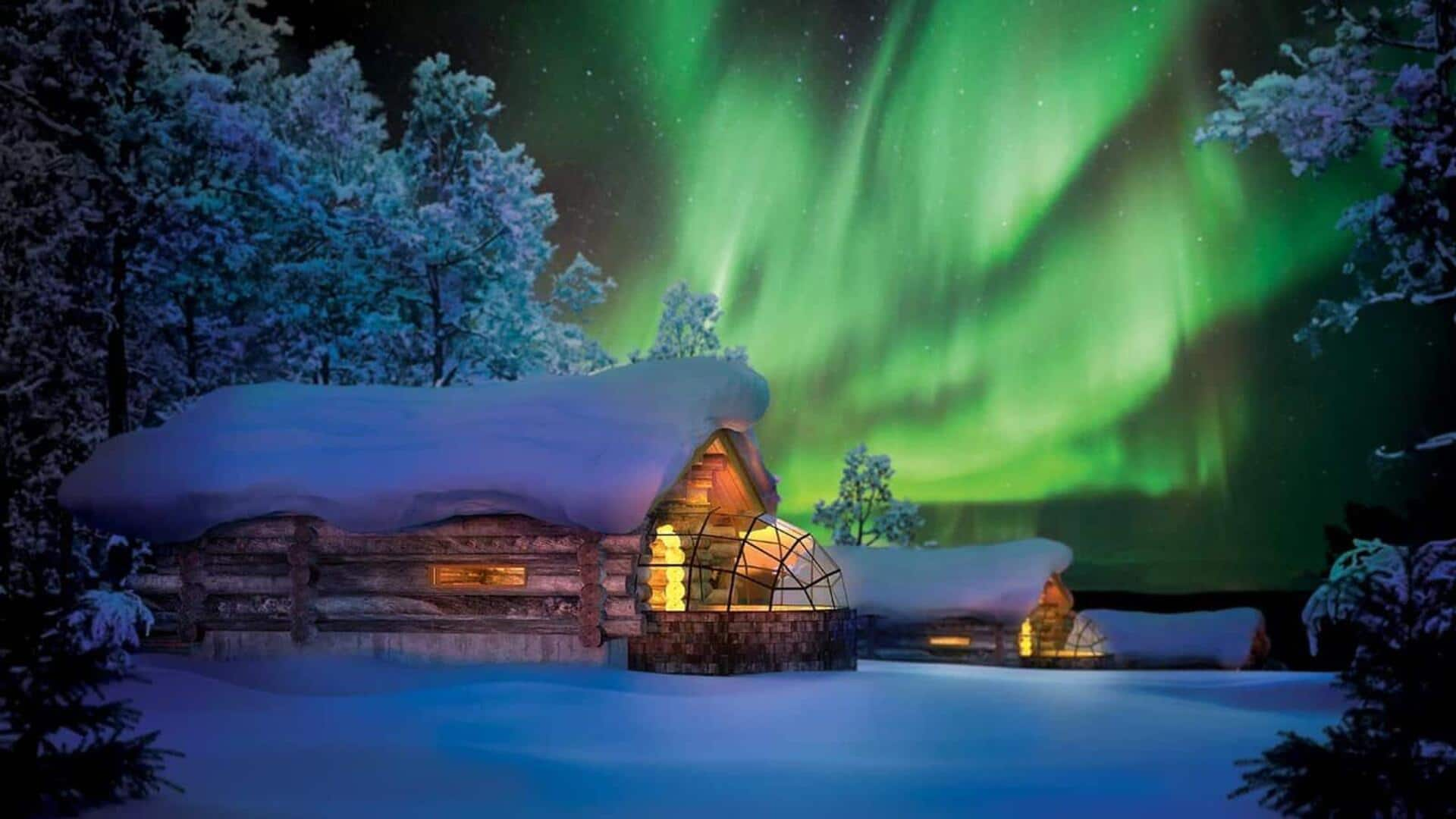 Saksikan cahaya utara di Kakslauttanen, Finlandia 