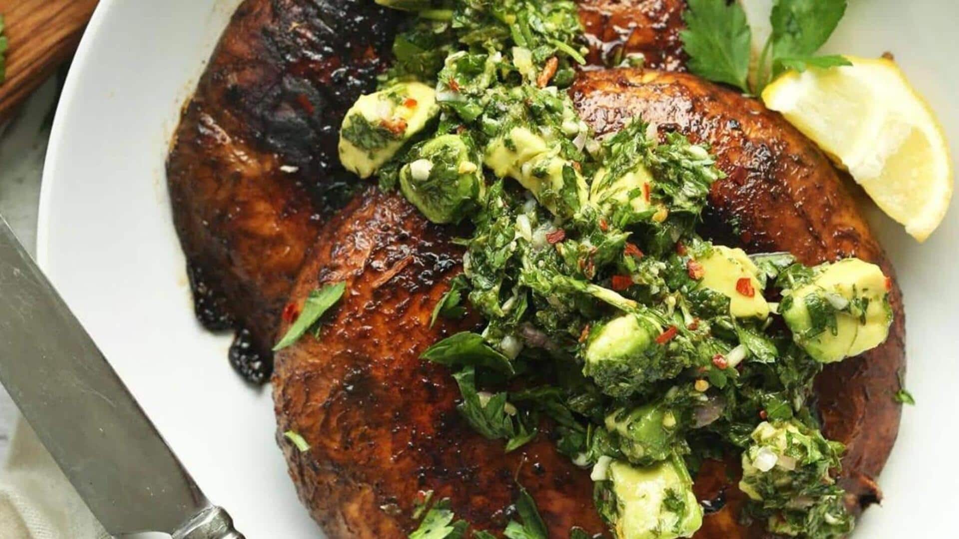 Masak steak portobello chimichurri Argentina dengan resep ini