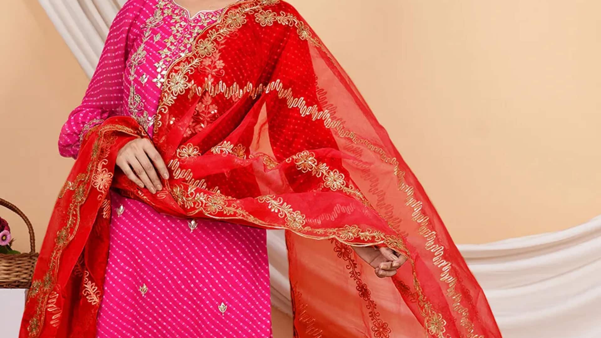 Dupatta organza elegan untuk acara perayaan