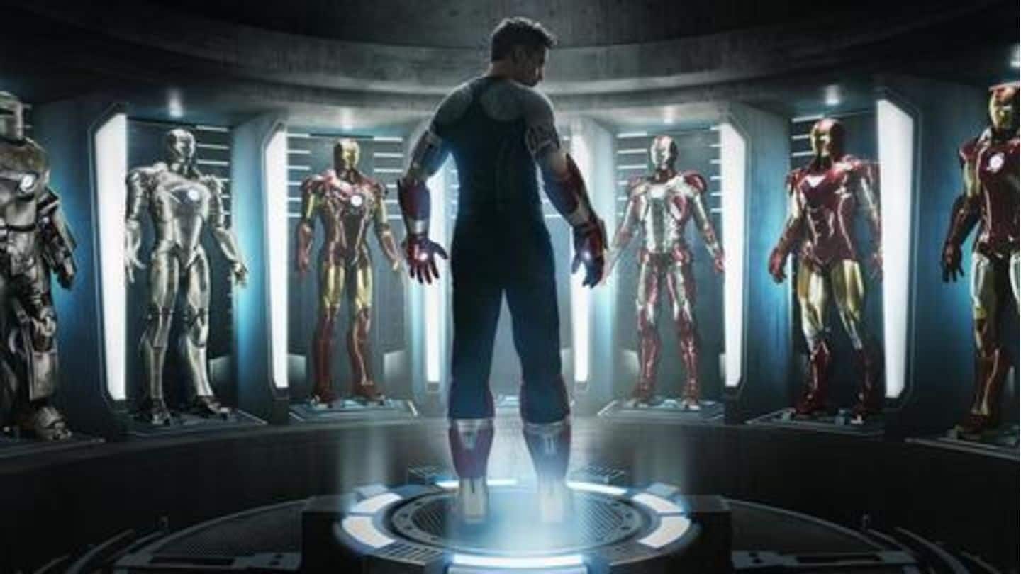 Kostum Iron Man dipersenjatai dengan pendorong dan proyektil EMP Kostum Iron Man dipersenjatai dengan pendorong dan proyektil EMP
