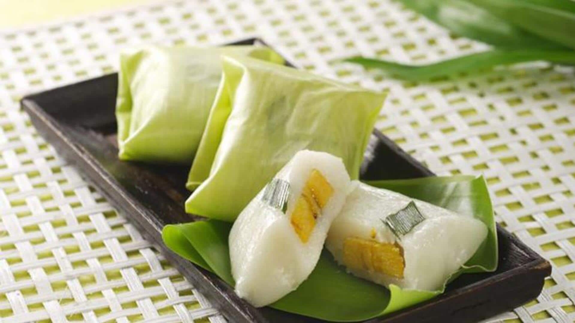 Makanan penutup Indonesia dengan daun pisang