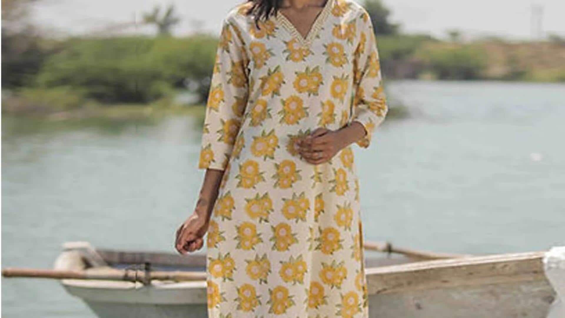 Pesona matahari pada desain kurti cetak blok