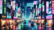 東京の夜を彩るネオン街と活気ある通り