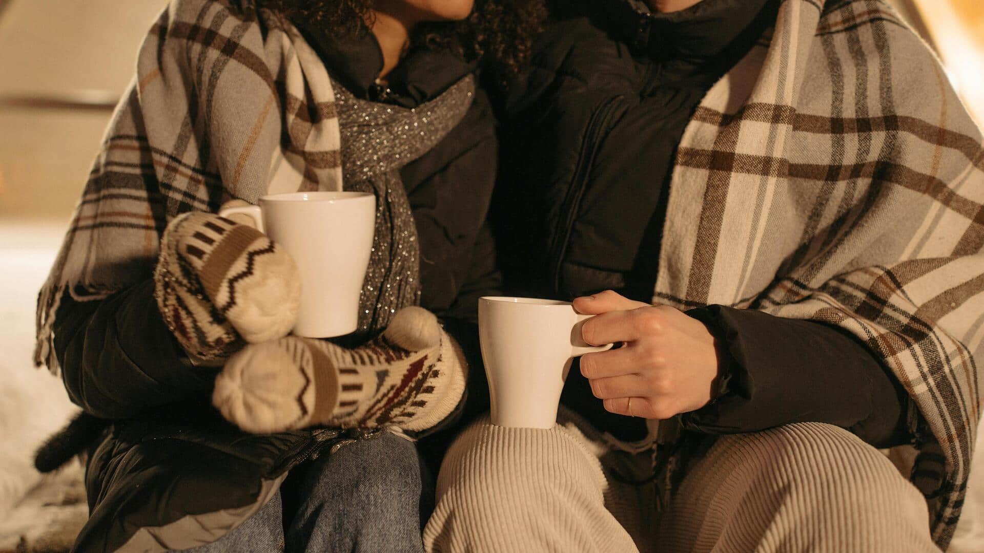 プラッドブランケットスカーフの冬スタイリング法