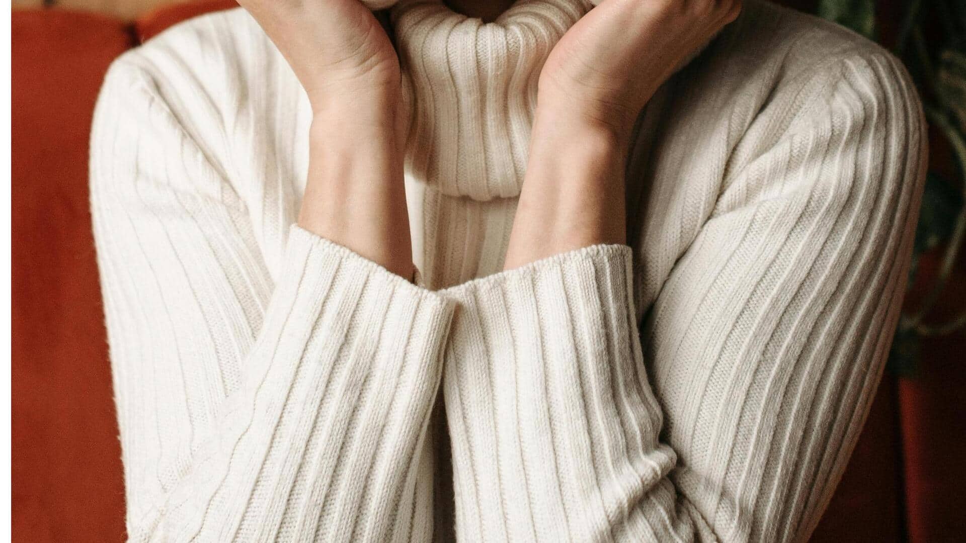 リブニットチュニックで冬の新しい5つのスタイル