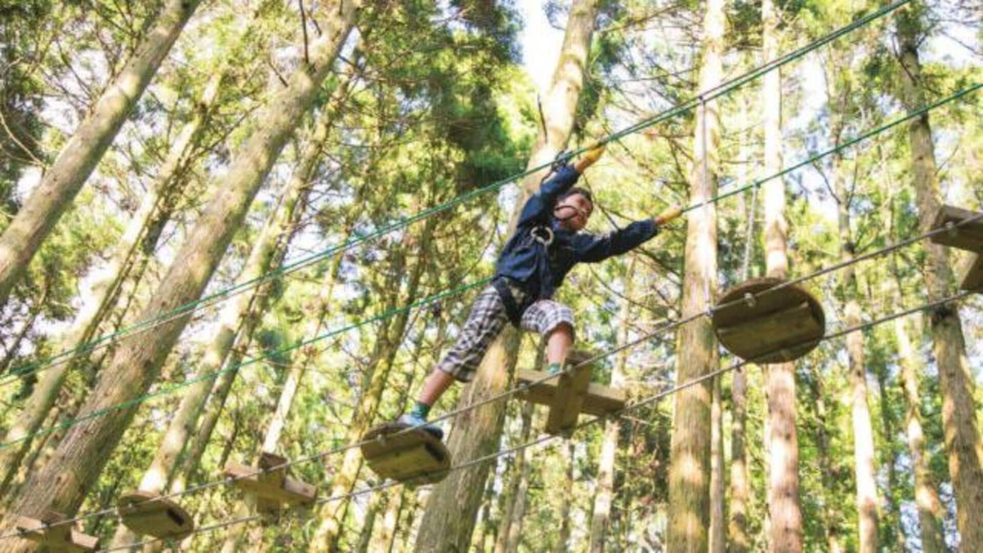 六甲山で冒険を楽しむ