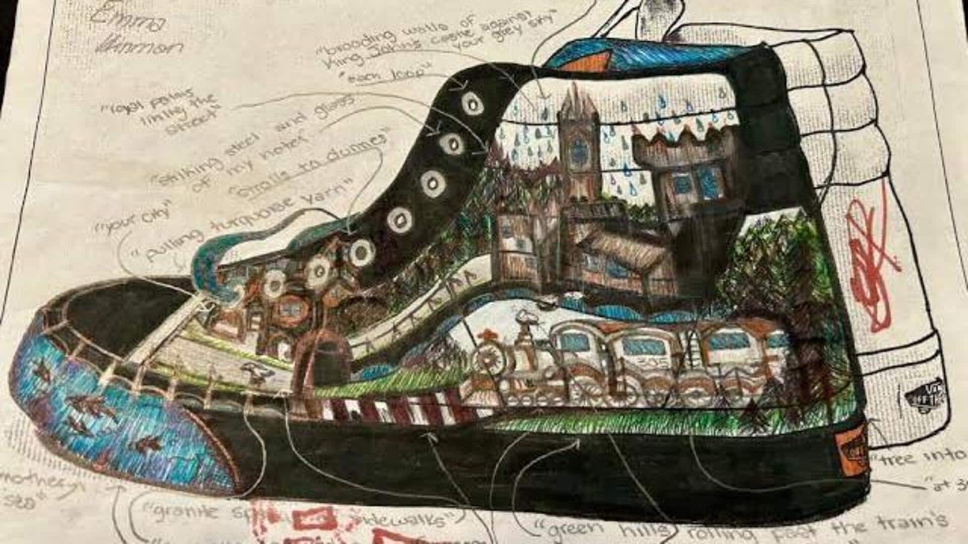 詩的なスタイルのスニーカー: 現代デザインと詩の融合