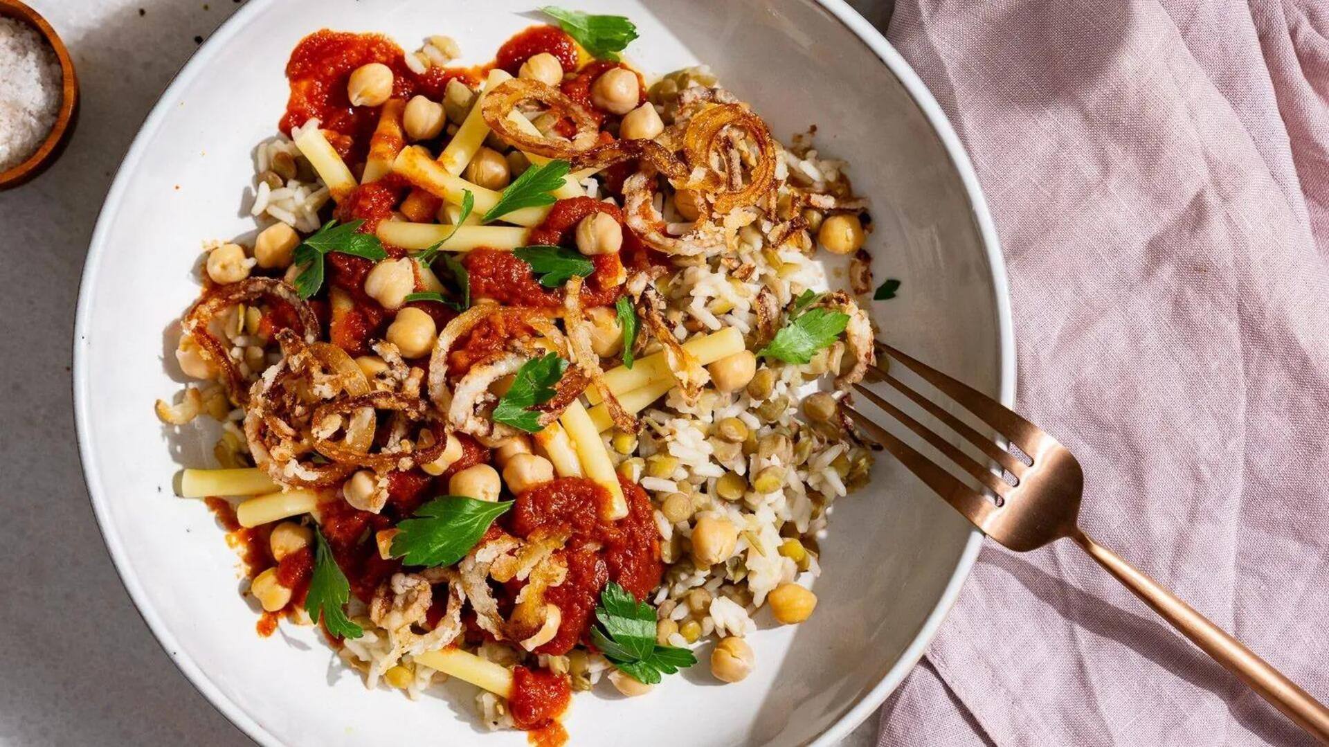 Koshari Vegetariano Egípcio: Guia De Preparação