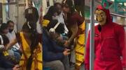 வைரல் வீடியோ: 'மனி ஹெய்ஸ்ட்' கதாபாத்திரமாக மெட்ரோவில் வலம் வந்த நபர்