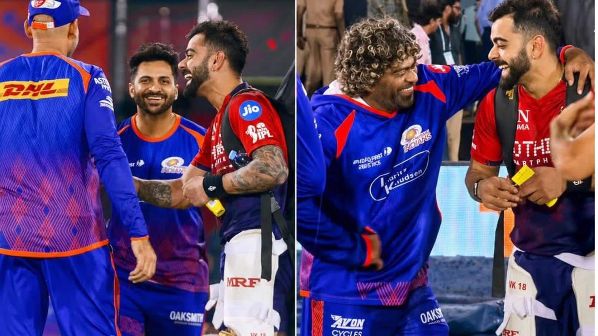 மைதானத்தில் மலிங்கா -கோலி செய்த காரியம்! வைரலாகும் ஆர்சிபி -எம்ஐ வீரர்களின் கலகலப்பான வீடியோ