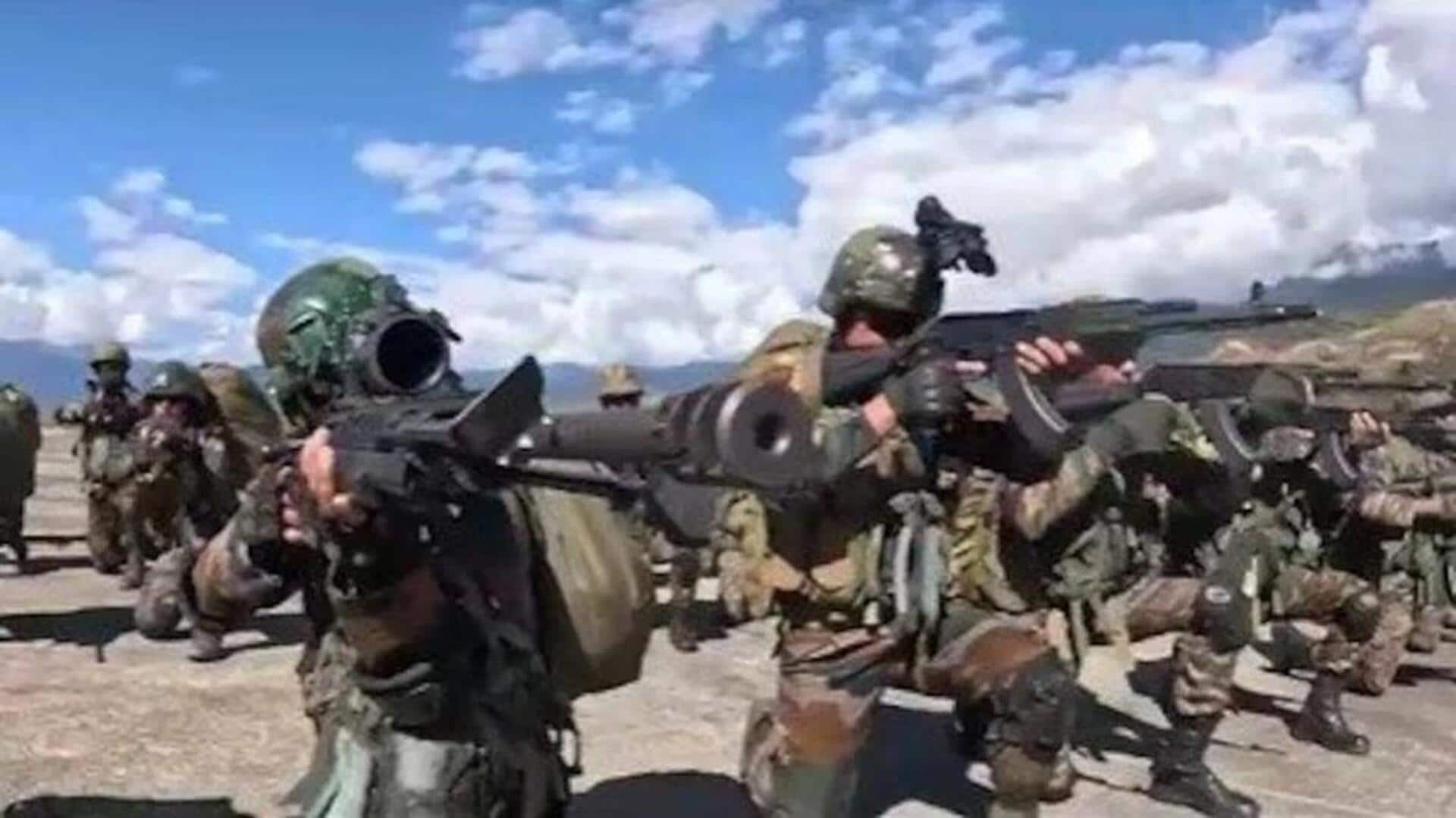 'பூர்வி பிரசாந்த் பிரஹார்': சீனா எல்லைக்கு அருகில் இந்தியாவின் முதல் முப்படை பயிற்சி