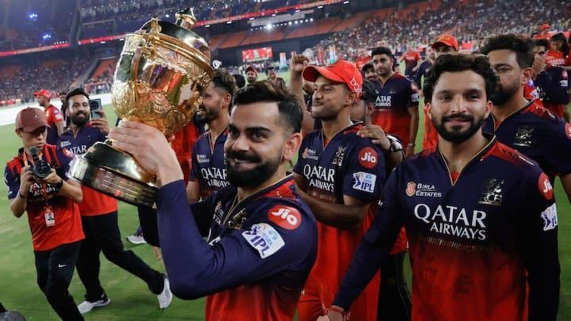ஐபிஎல் கோப்பையுடன் ஆர்சிபி அணி பெங்களூரில் வெற்றி அணிவகுப்பை நடத்தவுள்ளது ஐபிஎல் கோப்பையுடன் ஆர்சிபி அணி பெங்களூரில் வெற்றி அணிவகுப்பை நடத்தவுள்ளது