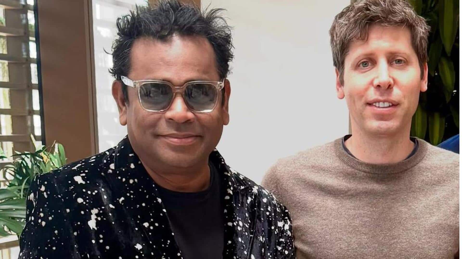 OpenAI தலைமை நிர்வாக அதிகாரி சாம் ஆல்ட்மேனை திடீரென சந்தித்த AR ரஹ்மான் OpenAI தலைமை நிர்வாக அதிகாரி சாம் ஆல்ட்மேனை திடீரென சந்தித்த AR ரஹ்மான்