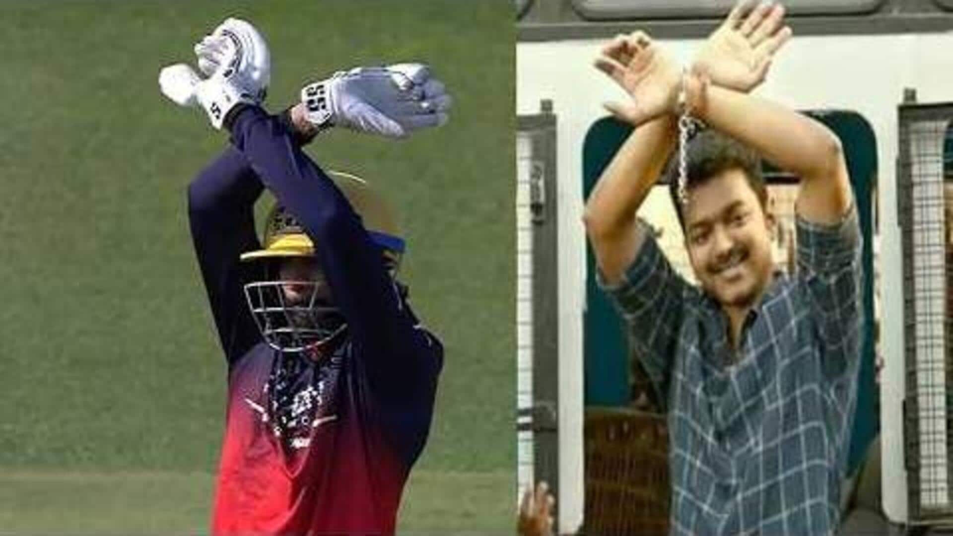 அதிரடி அரைசதத்திற்கு பின் 'தளபதி விஜய்' ஸ்டைலில் கொண்டாடிய ஆர்சிபி வீரர் வெங்கடேஷ் ஐயர்!