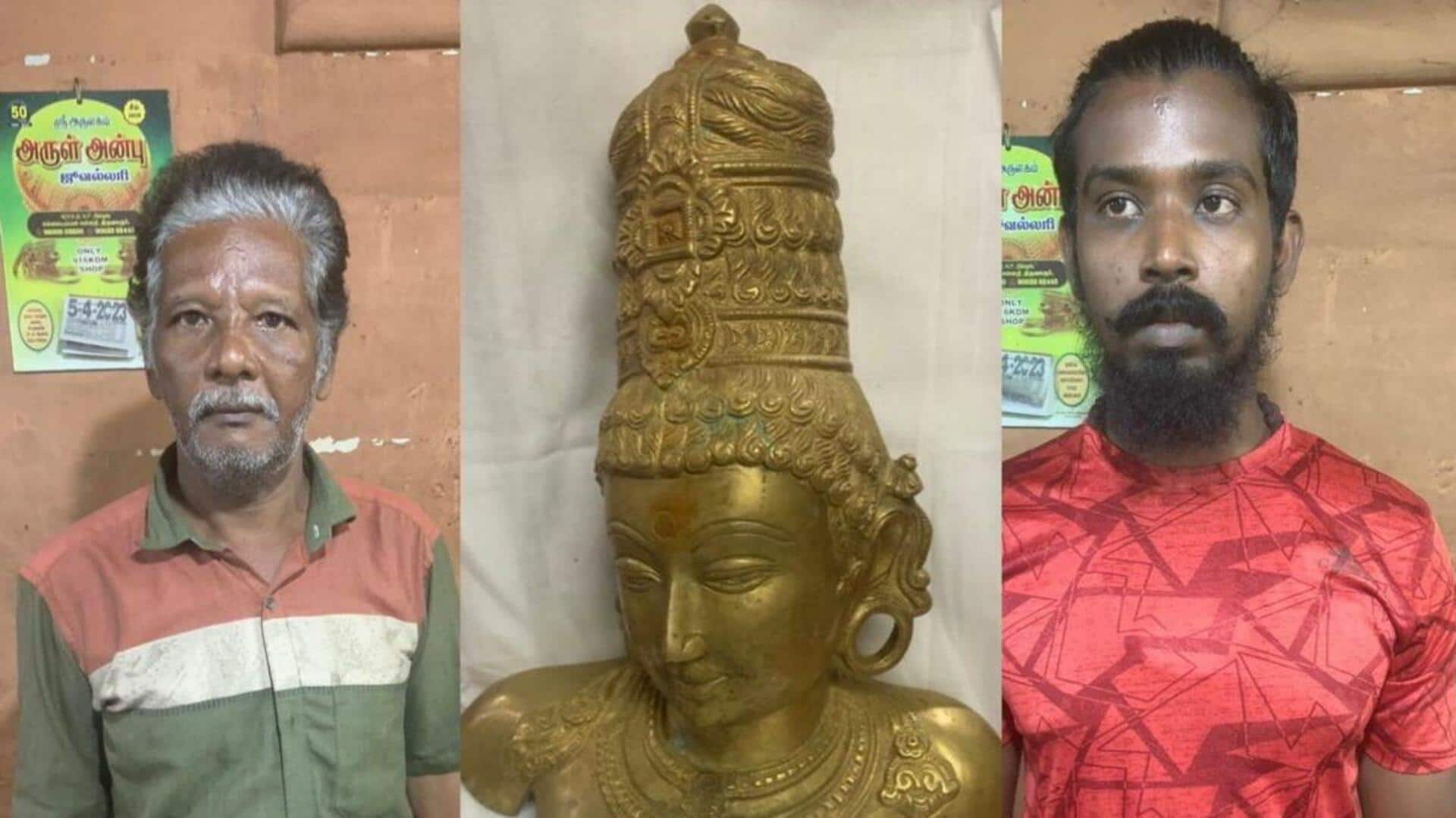 திருவாரூரில் பல கோடி மதிக்கத்தக்க ஐம்பொன் சிலைகள் மீட்பு - 2 பேர் கைது 