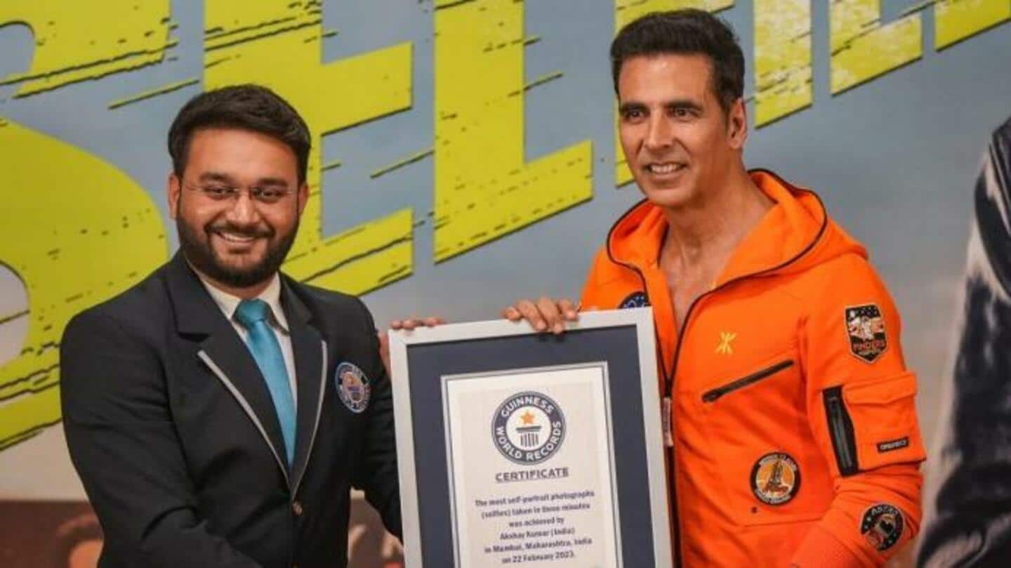 3 நிமிடத்தில் 184 selfieகளை எடுத்து கின்னஸ் சாதனை படைத்தார் பாலிவுட் நடிகர் அக்ஷய் குமார்