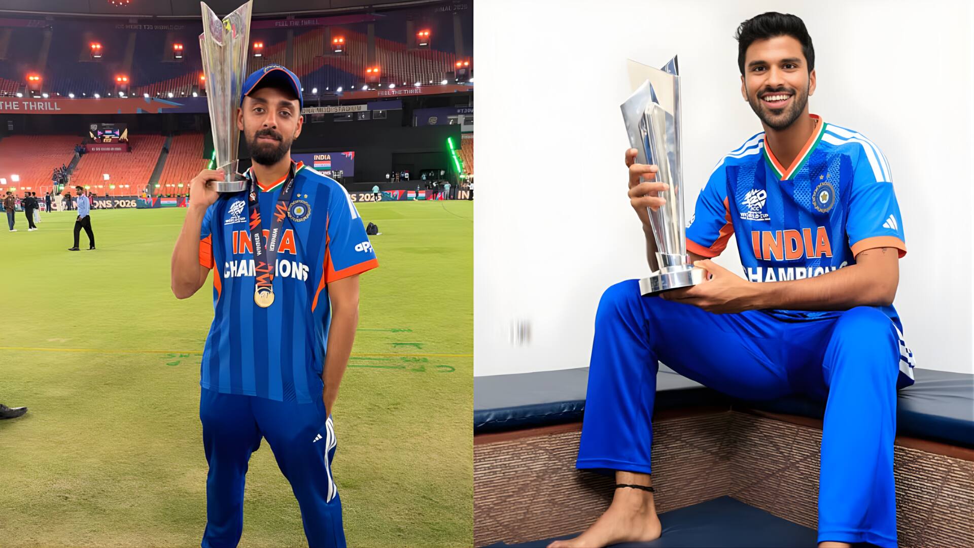 சாம்பியன் பட்டம் வென்ற கையோடு கிரிவலம் சென்ற தமிழக வீரர்கள்! திருவண்ணாமலையில் அண்ணாமலையாரை தரிசித்த வருண் - வாஷிங்டன் சுந்தர்